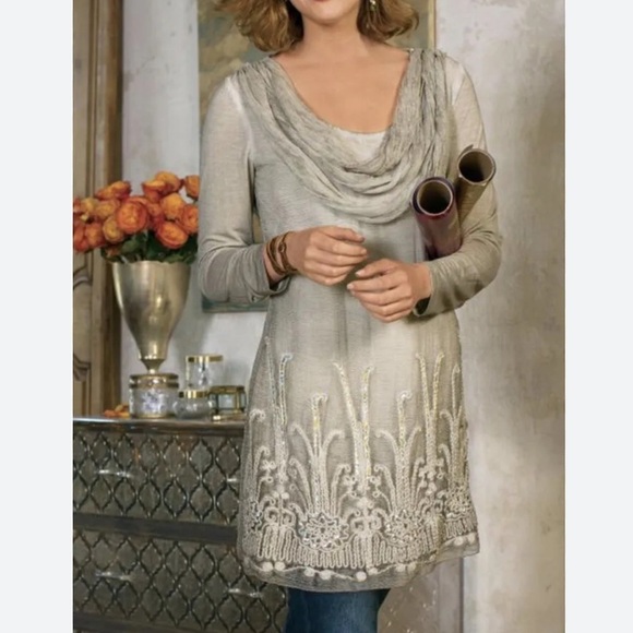 Soft Surroundings Silk Beaux Arts Tunic & Cami Large - Picture 2 of 15